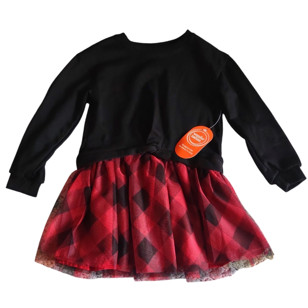Wonder Nation 4T Red Plaid Holiday Tutu Dress
